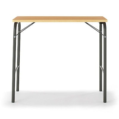 【新古品】スチールパイプテーブル　ダークグレー　折りたたみ式　幅８０×奥行５０ｃｍ