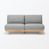 【新古品】ゆったり座れるアームレスソファ　２シーター　ポリエステル平織　グレー