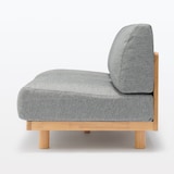 【新古品】ゆったり座れるアームレスソファ　２シーター　ポリエステル平織　グレー