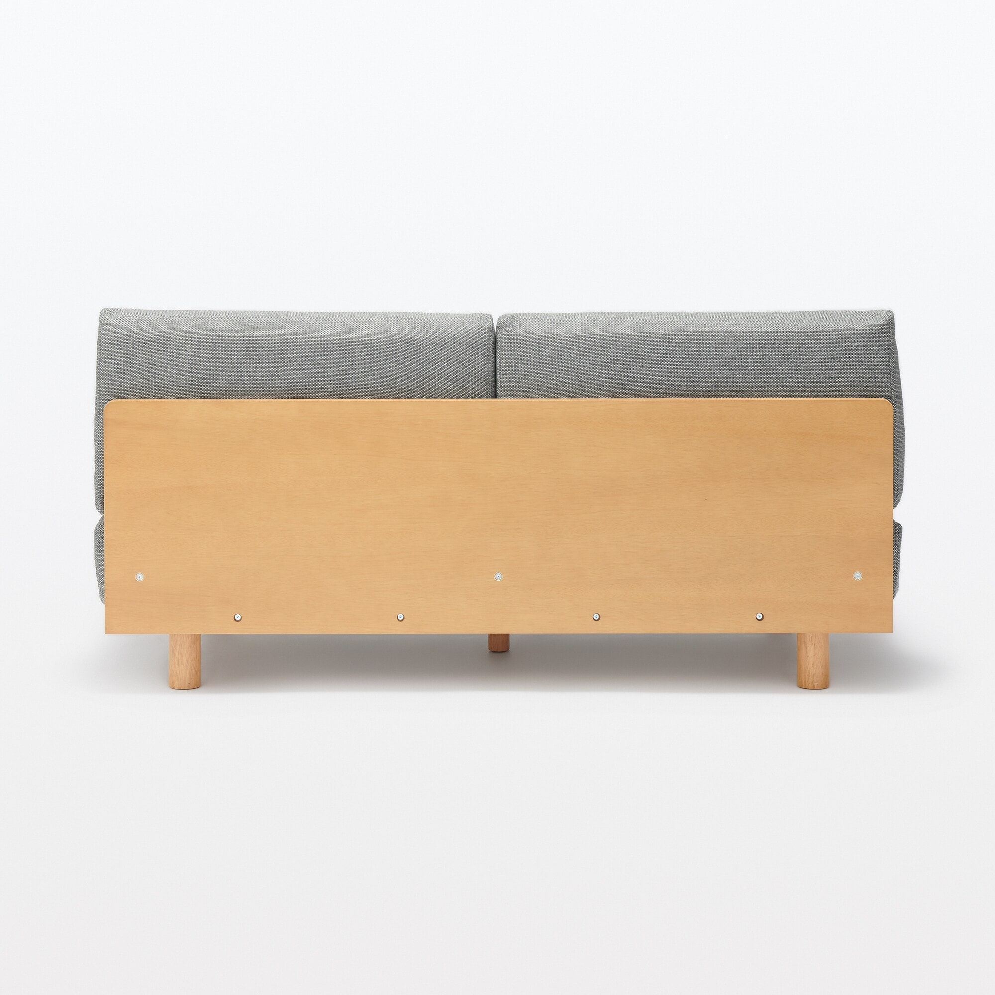 【新古品】ゆったり座れるアームレスソファ　２シーター　ポリエステル平織　グレー