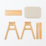 【新古品】再生ポリエステル混　木製スタッキングスツール　ライトブラウン