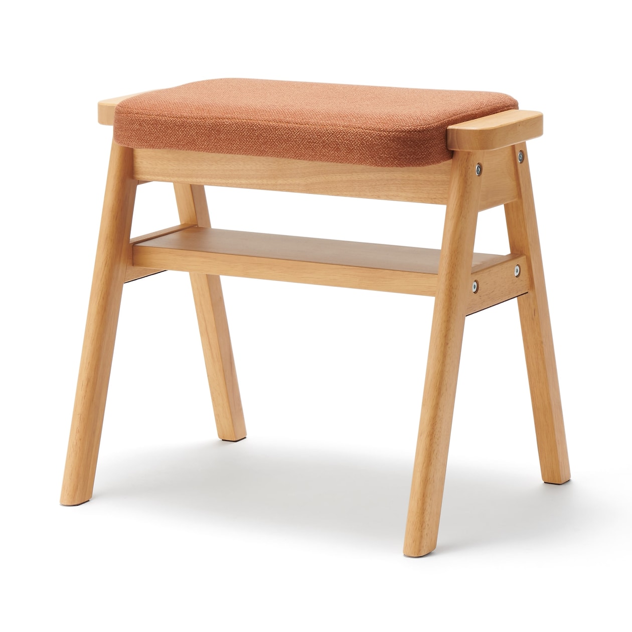 【新古品】再生ポリエステル混　木製スタッキングスツール　オレンジ