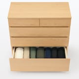 【新古品】木製チェスト４段　ウォールナット材突板