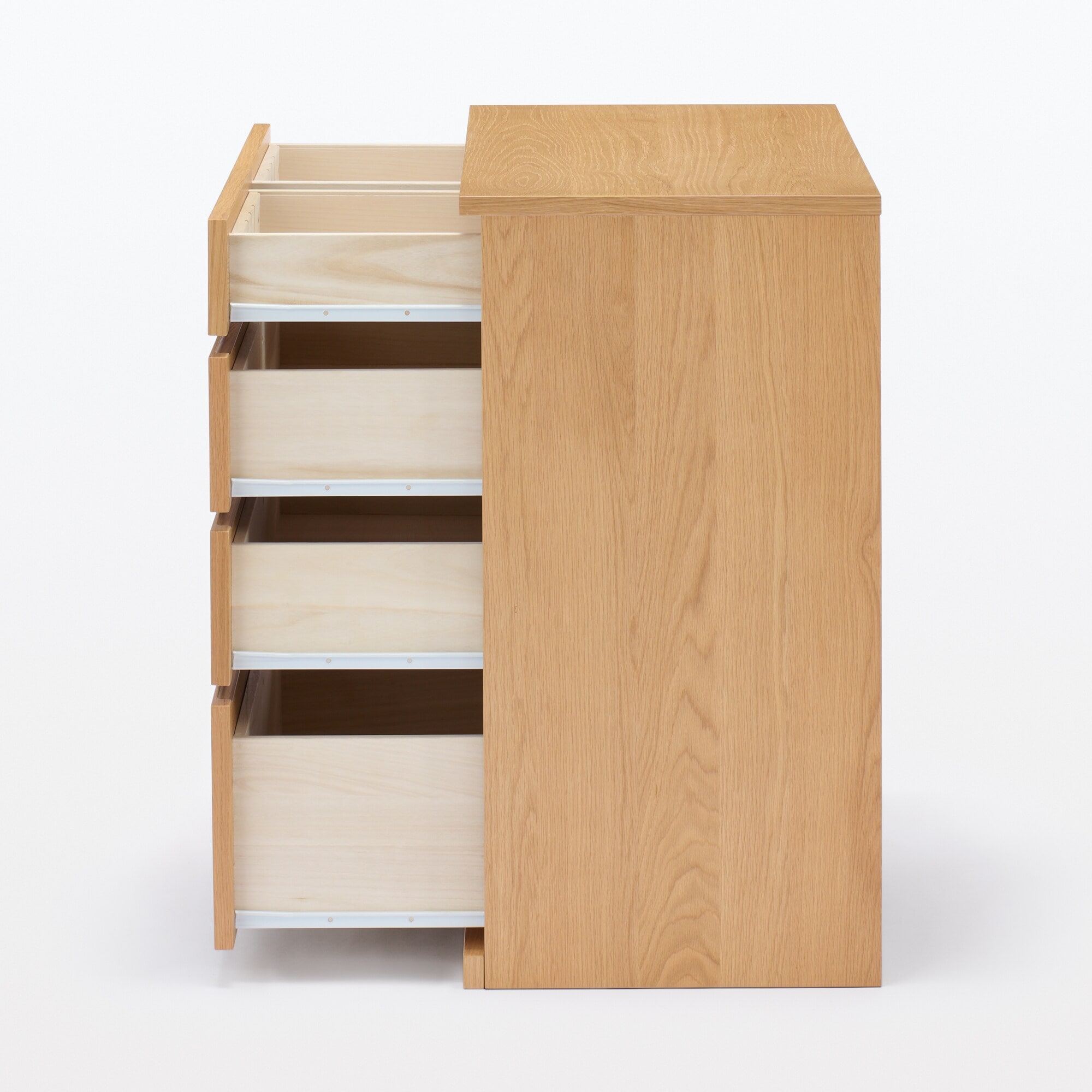 【新古品】木製チェスト４段　オーク材突板