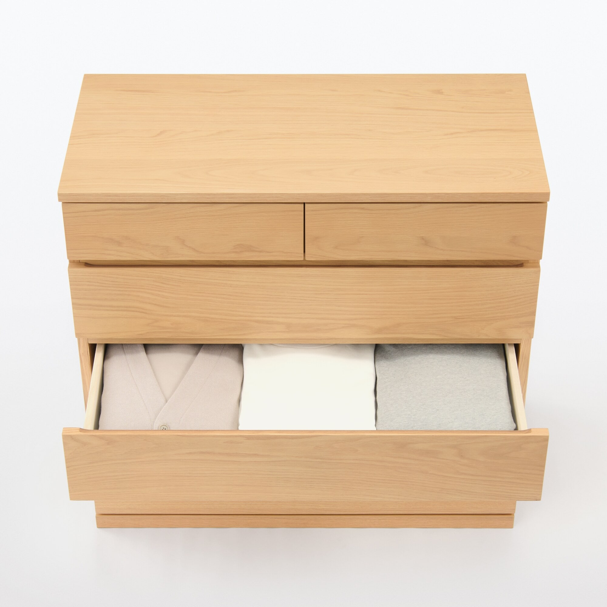 【新古品】木製チェスト４段　オーク材突板