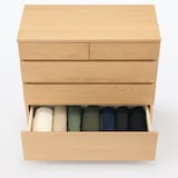 【新古品】木製チェスト４段　オーク材突板