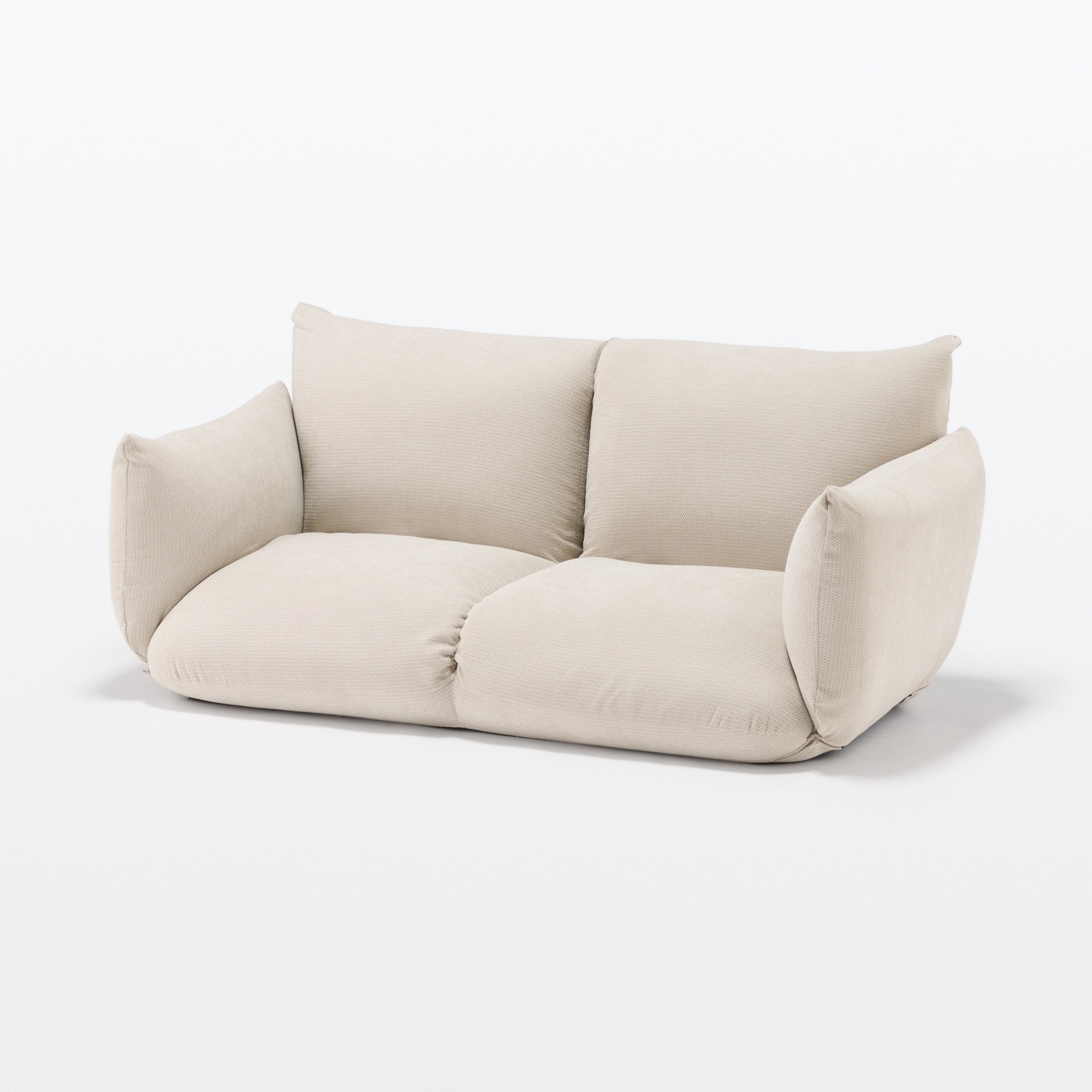 【新古品】リクライニング　フロアソファ　２シーター　ベージュ