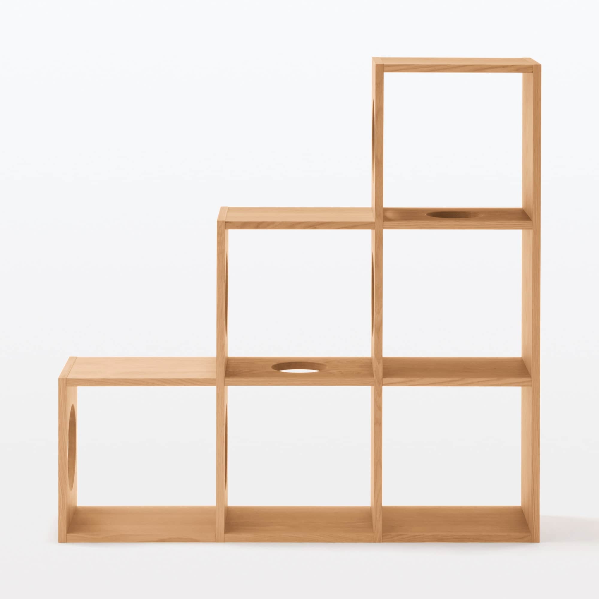 【新古品】スタッキングシェルフ　猫用　３段×３列セット　オーク材突板