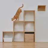 【新古品】スタッキングシェルフ　猫用　３段×３列セット　オーク材突板