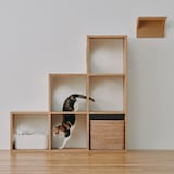 【新古品】スタッキングシェルフ　猫用　３段×３列セット　オーク材突板