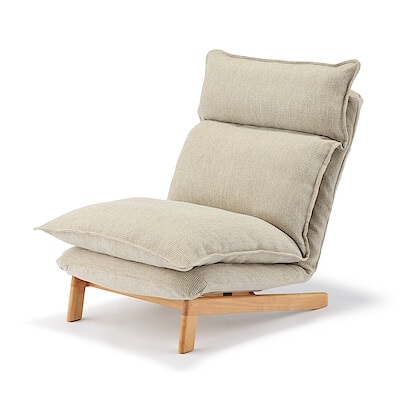 【新古品】ハイバックリクライニングソファ　１シーター　ポリエステル平織　ベージュ