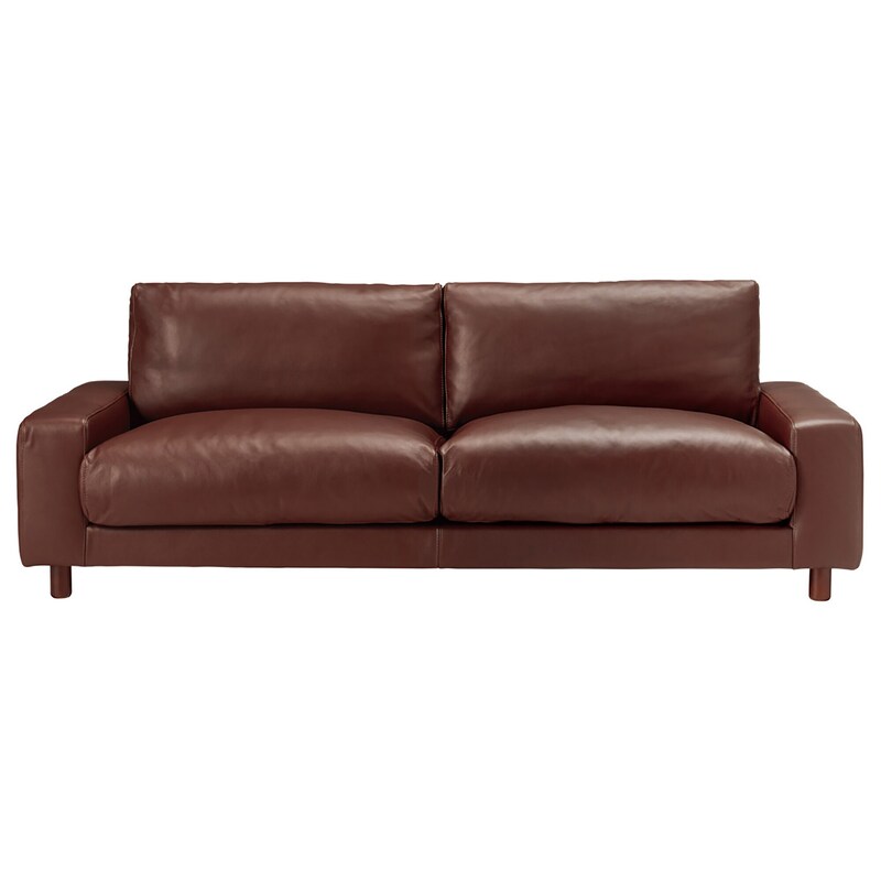 新古品】ソファ本体・革張りワイドアーム・3S・ダウンフェザー  