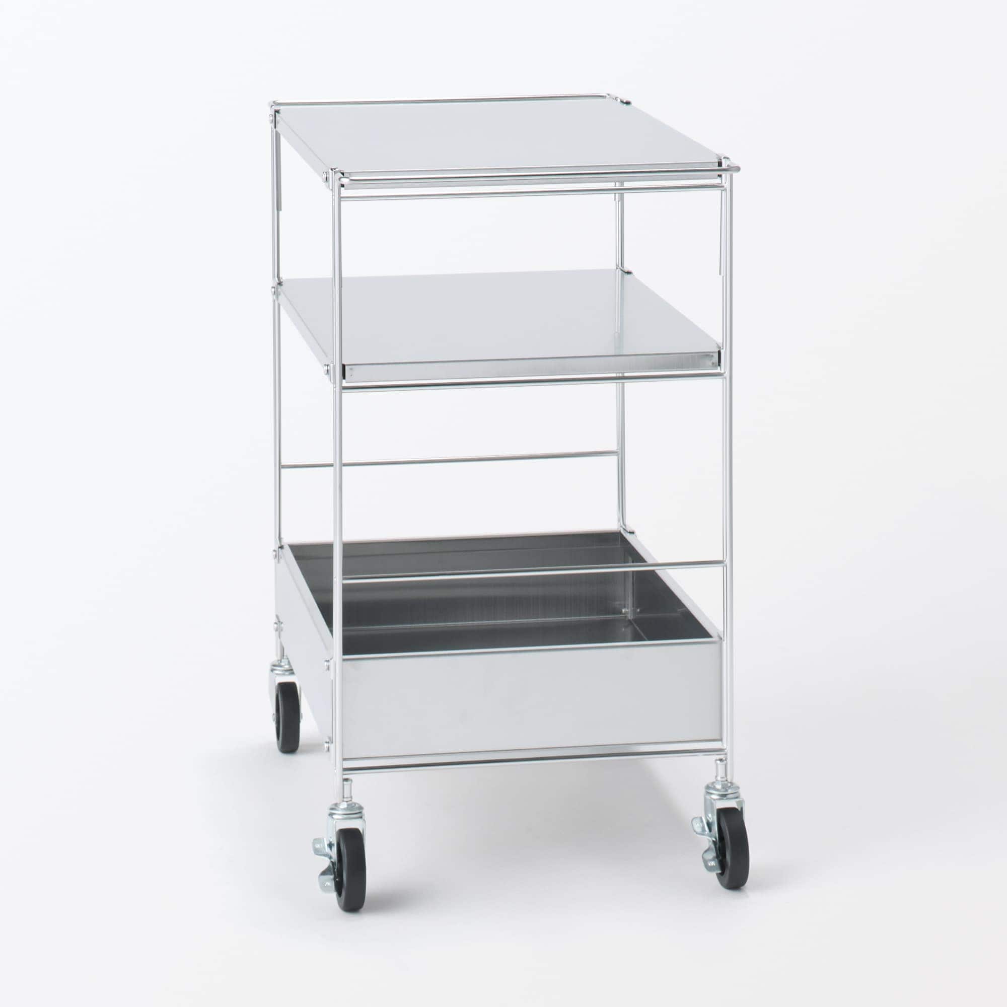 新古品】ステンレスユニットシェルフワゴンセット | 無印良品