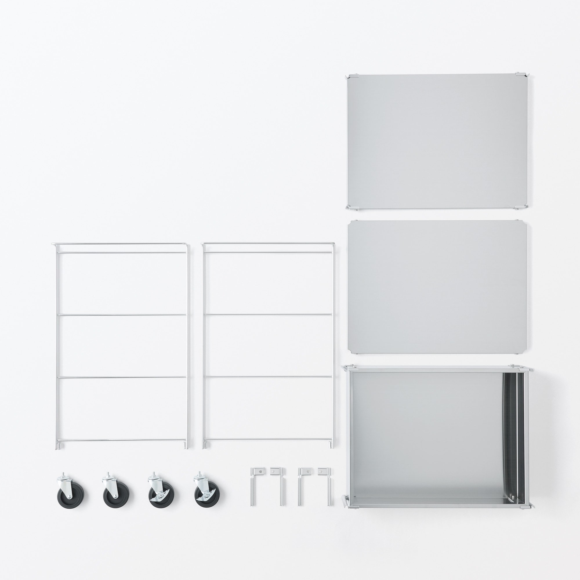 【新古品】ステンレスユニットシェルフワゴンセット