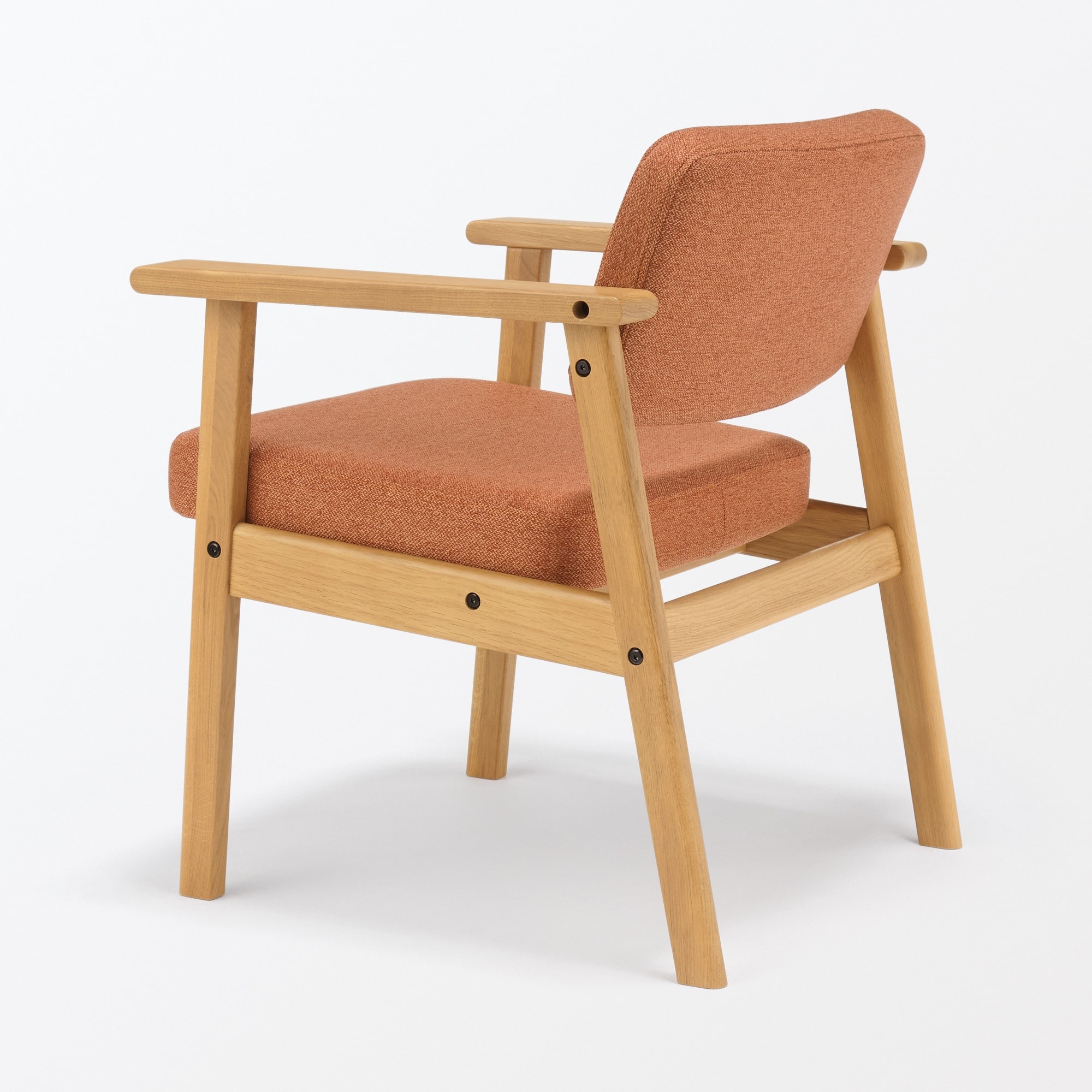 【新古品】木製アームチェア　オレンジ