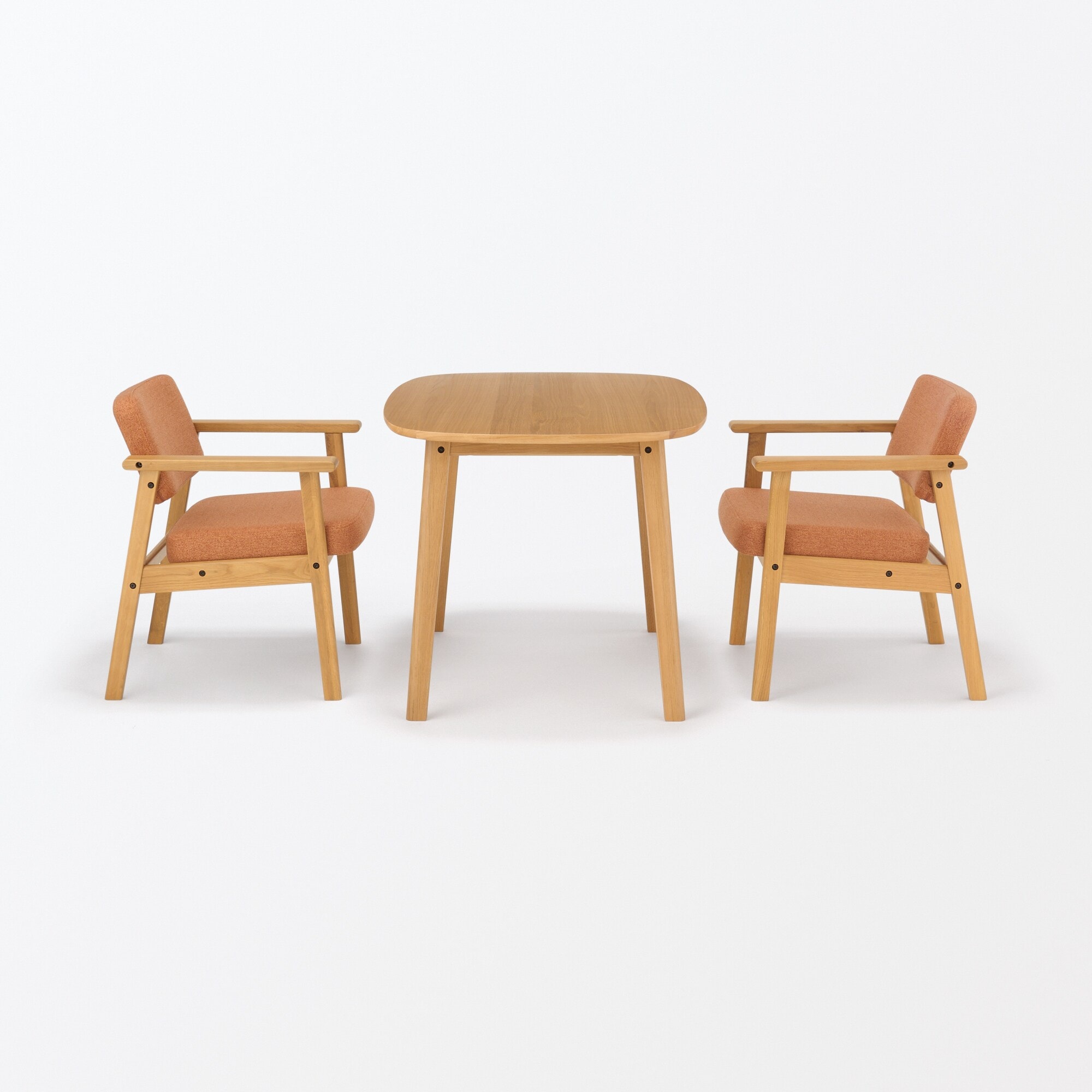 【新古品】木製アームチェア　オレンジ