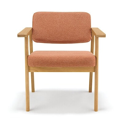 【新古品】木製アームチェア　オレンジ