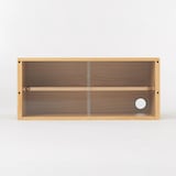 【新古品】スチールユニットシェルフ用・ボックス・ガラス引き戸・オーク材