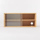 【新古品】スチールユニットシェルフ用・ボックス・ガラス引き戸・オーク材