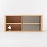 【新古品】スチールユニットシェルフ用・ボックス・ガラス引き戸・オーク材