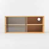 【新古品】スチールユニットシェルフ用・ボックス・ガラス引き戸・オーク材