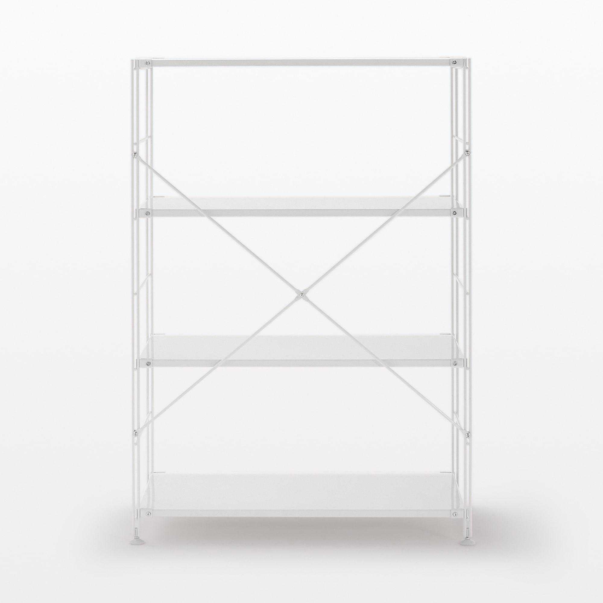 【新古品】スチールユニットシェルフ・スチール棚セット・ワイド・中・ライトグレー