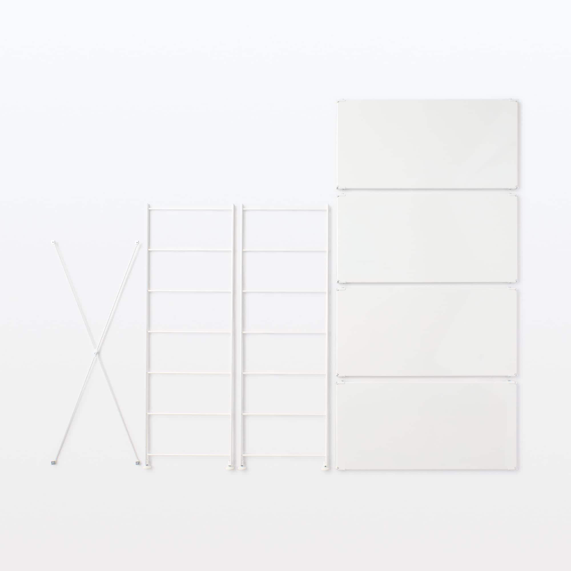 【新古品】スチールユニットシェルフ・スチール棚セット・ワイド・中・ライトグレー