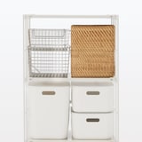 【新古品】スチールユニットシェルフ・スチール棚セット・中・ライトグレー