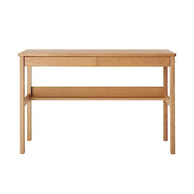 【中古品】オーク無垢材デスク（引出・足元棚付）