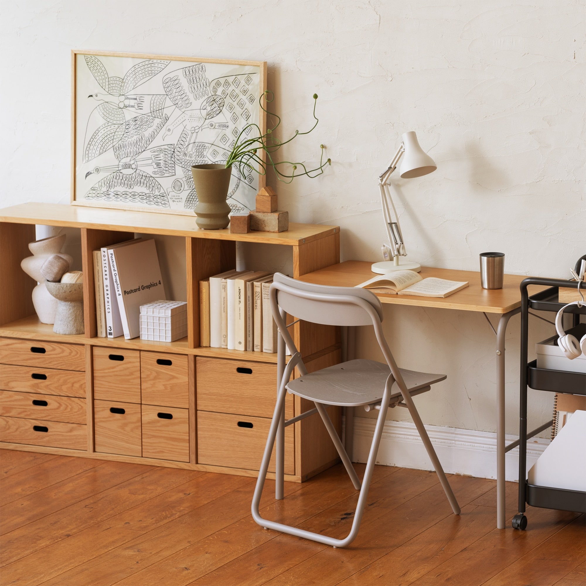 【中古品】スタッキングシェルフセット・３段×２列・オーク材