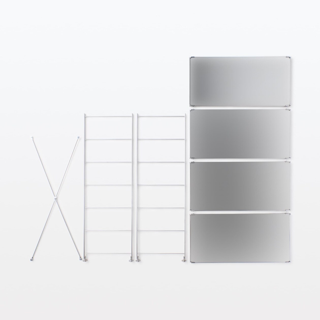 【中古品】ステンレスユニットシェルフ　ステンレス棚セット　ワイド　中