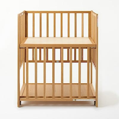 【中古品】ベビーベッド　	オーク材