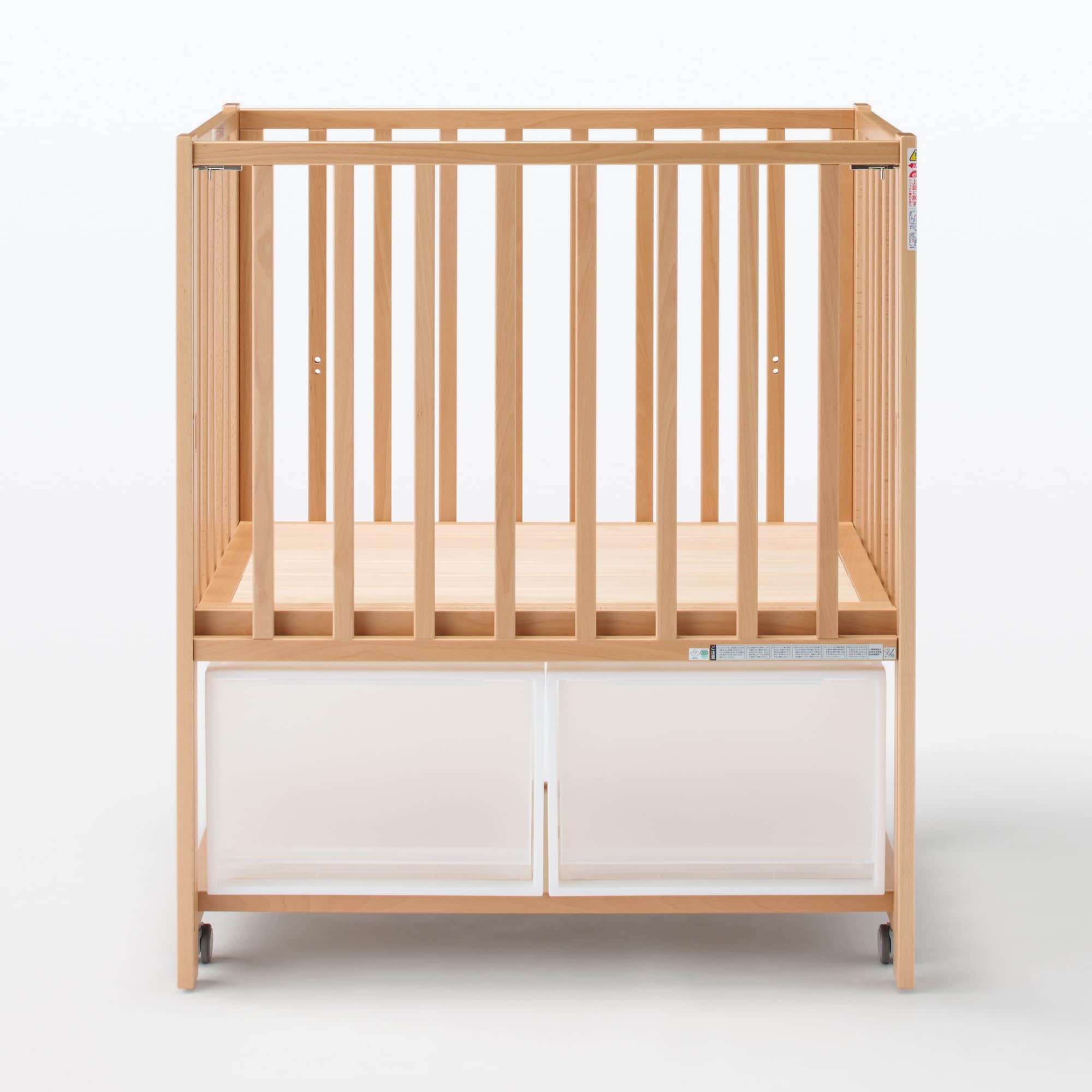 【送料込み】MUJI ベビーベッド オーク材 中古　無印良品 中古品】ビーチ材 ベビーベッド | 無印良品