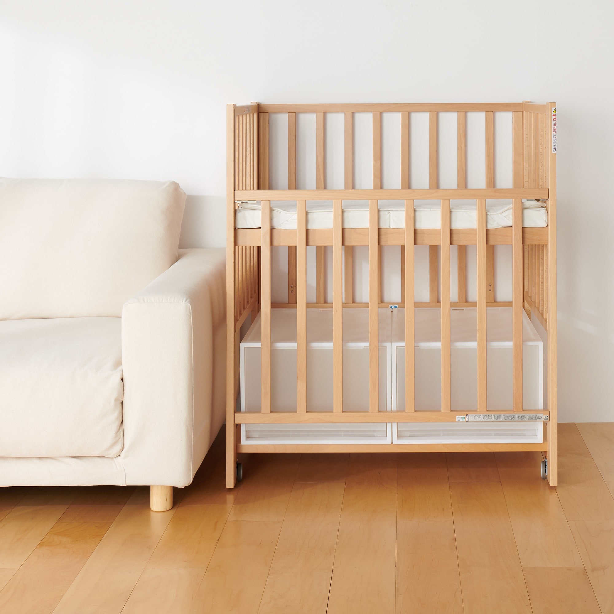 【送料込み】MUJI ベビーベッド オーク材 中古　無印良品 送料込み】MUJI ベビーベッド オーク材 中古無印良品