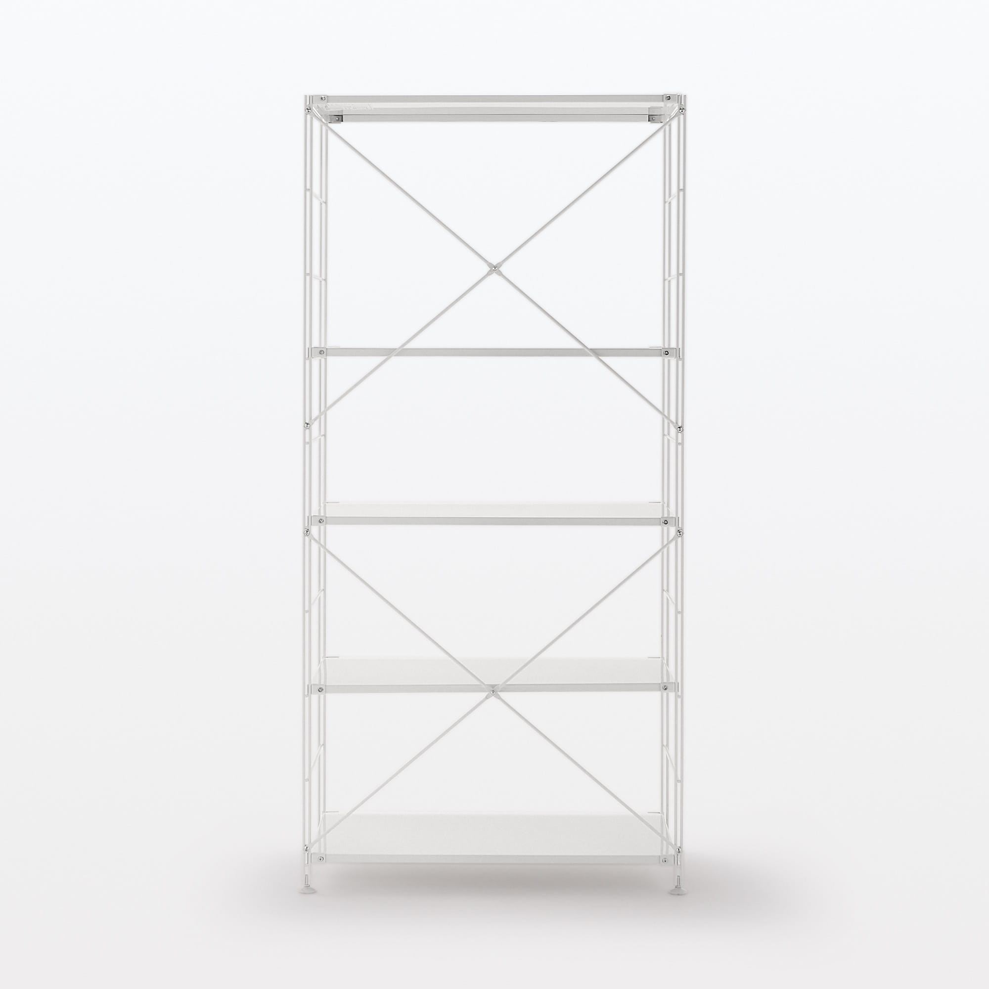 【中古品】スチールユニットシェルフ・スチール棚セット・ワイド・大・ライトグレー