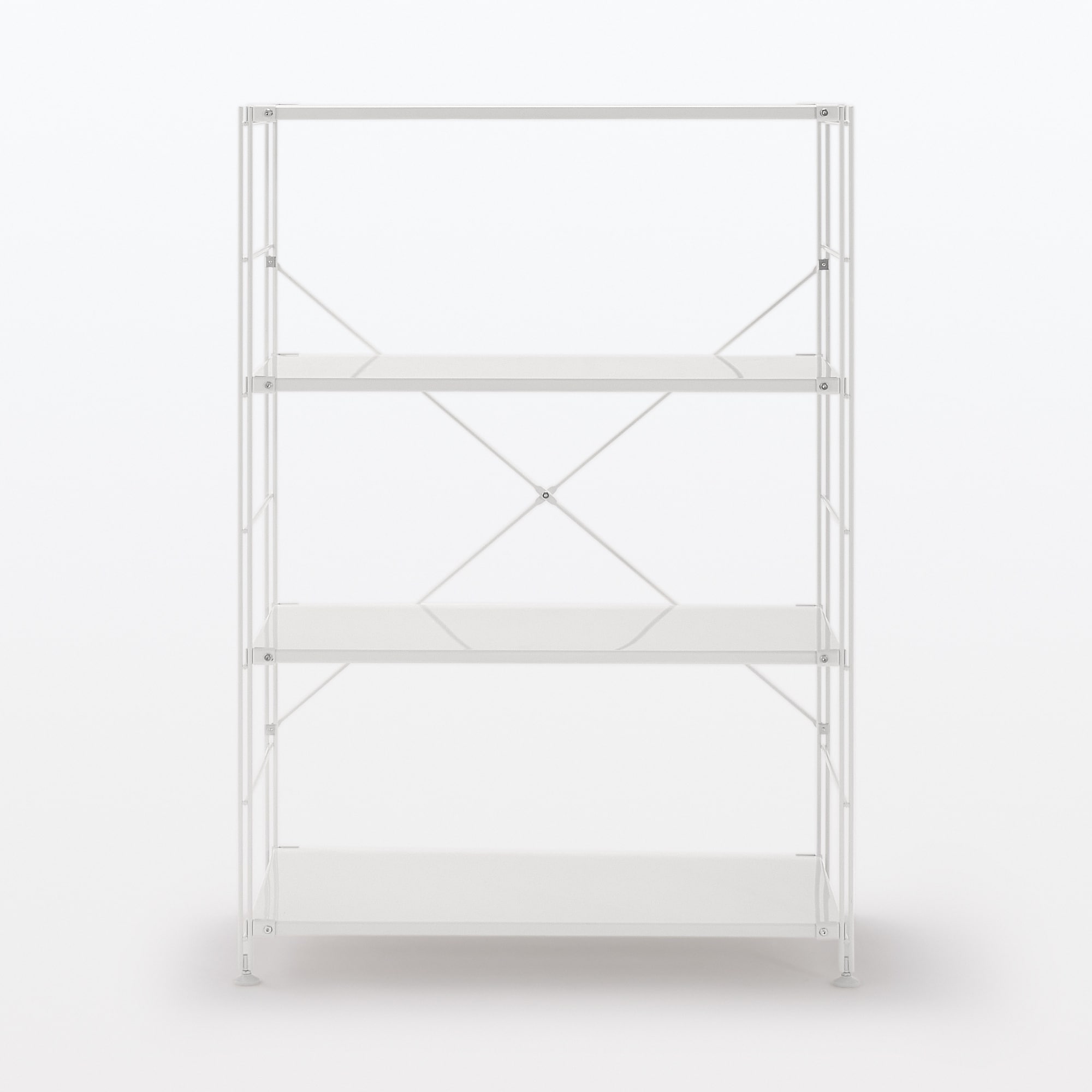 【中古品】スチールユニットシェルフ・スチール棚セット・ワイド・中・ライトグレー