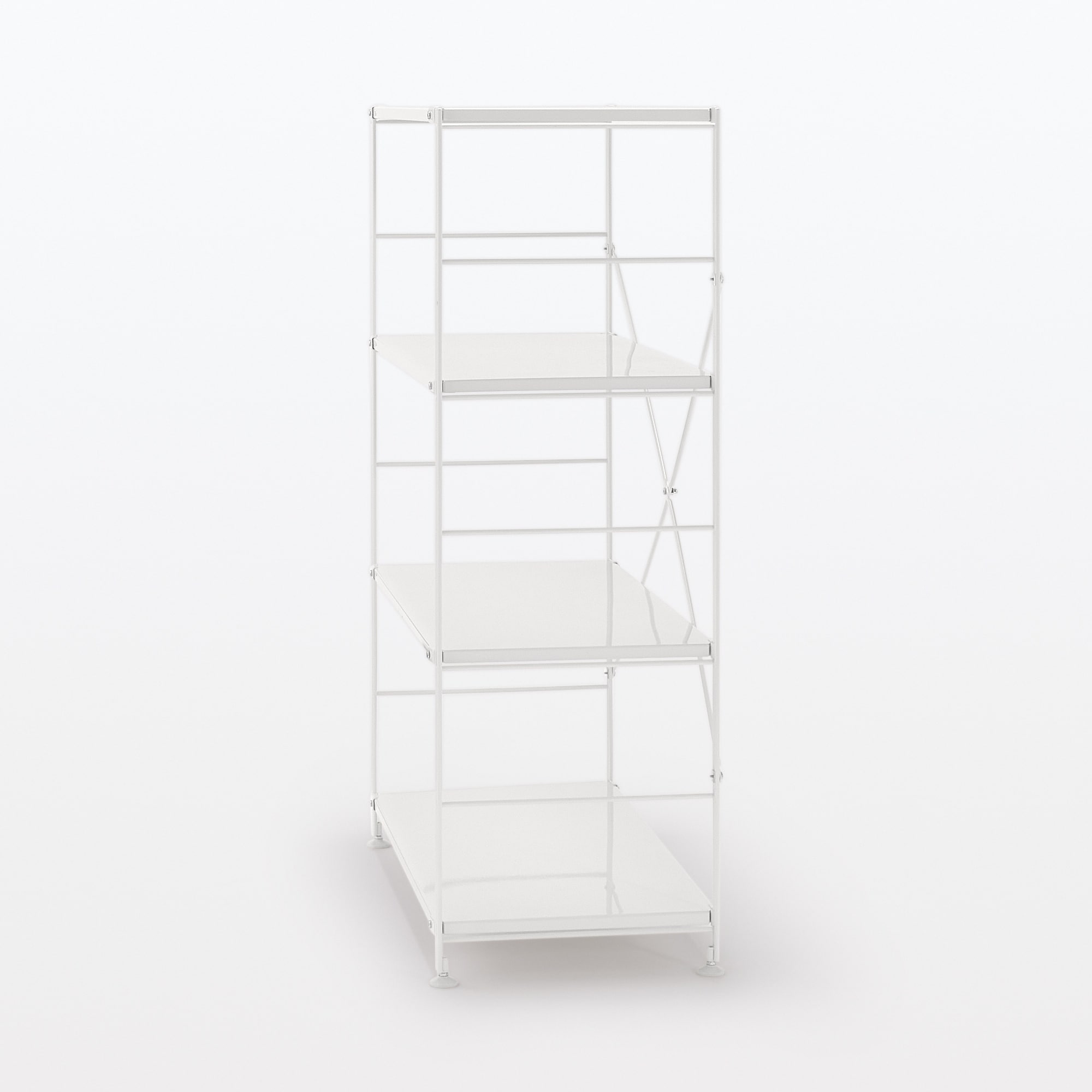 【中古品】スチールユニットシェルフ・スチール棚セット・ワイド・中・ライトグレー