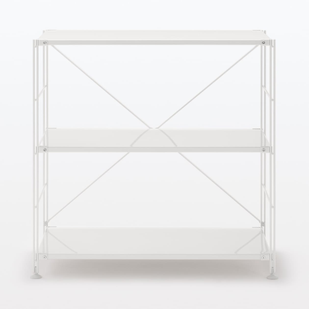 【中古品】スチールユニットシェルフ・スチール棚セット・ワイド・小・ライトグレー