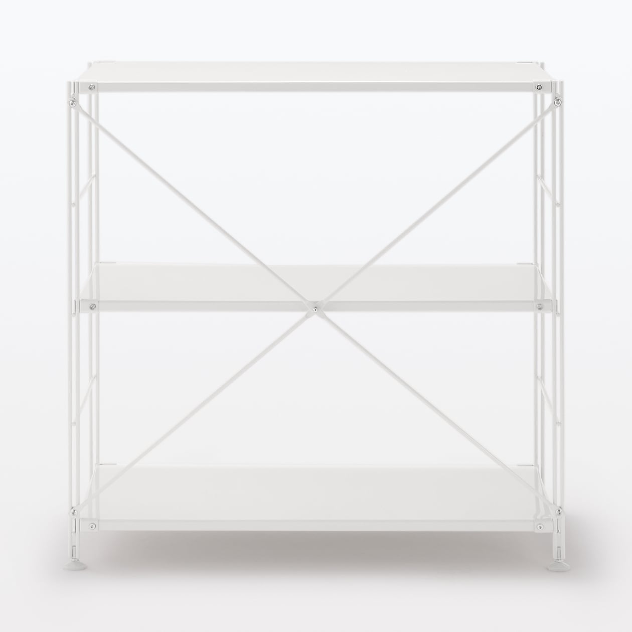 【中古品】スチールユニットシェルフ・スチール棚セット・ワイド・小・ライトグレー