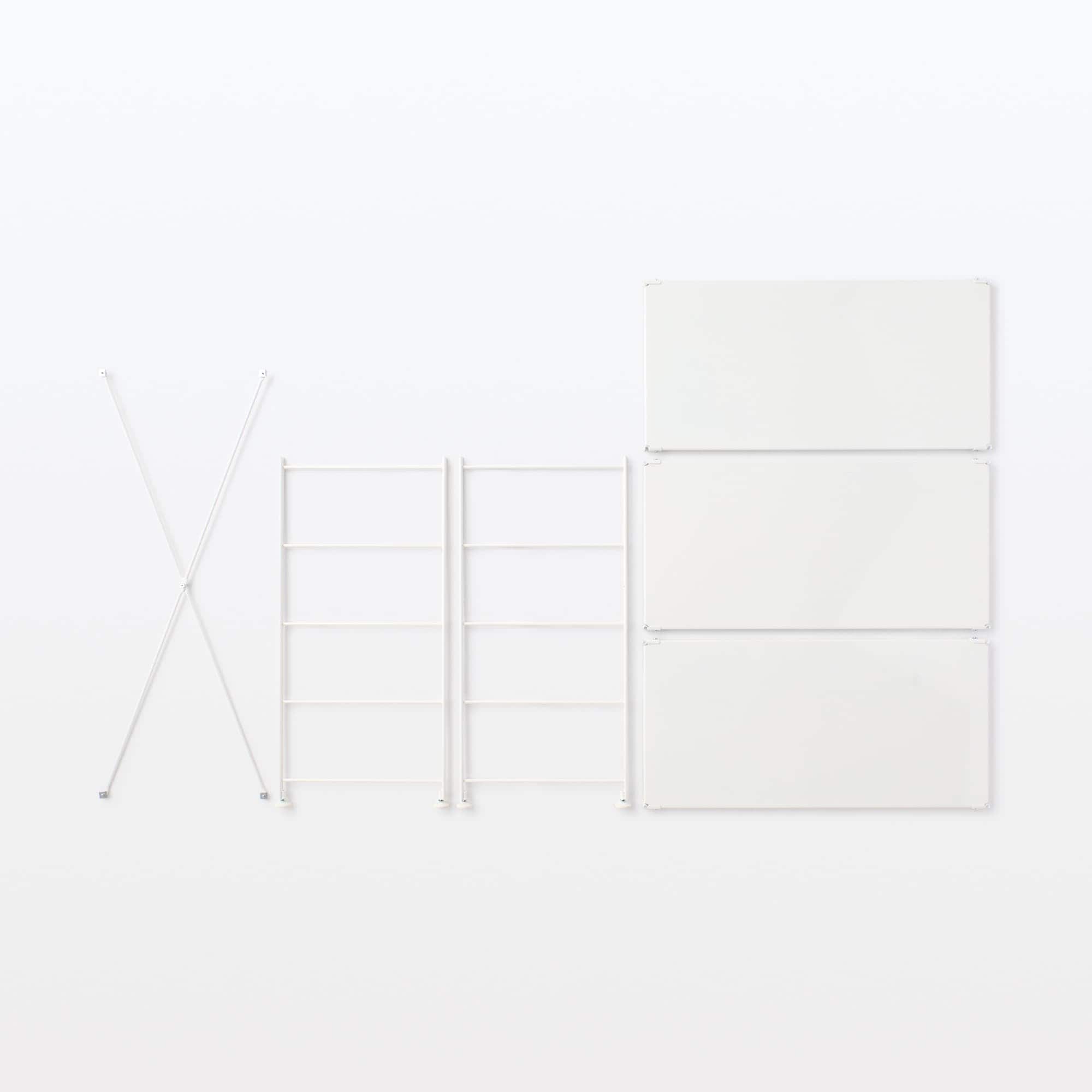 【中古品】スチールユニットシェルフ・スチール棚セット・ワイド・小・ライトグレー