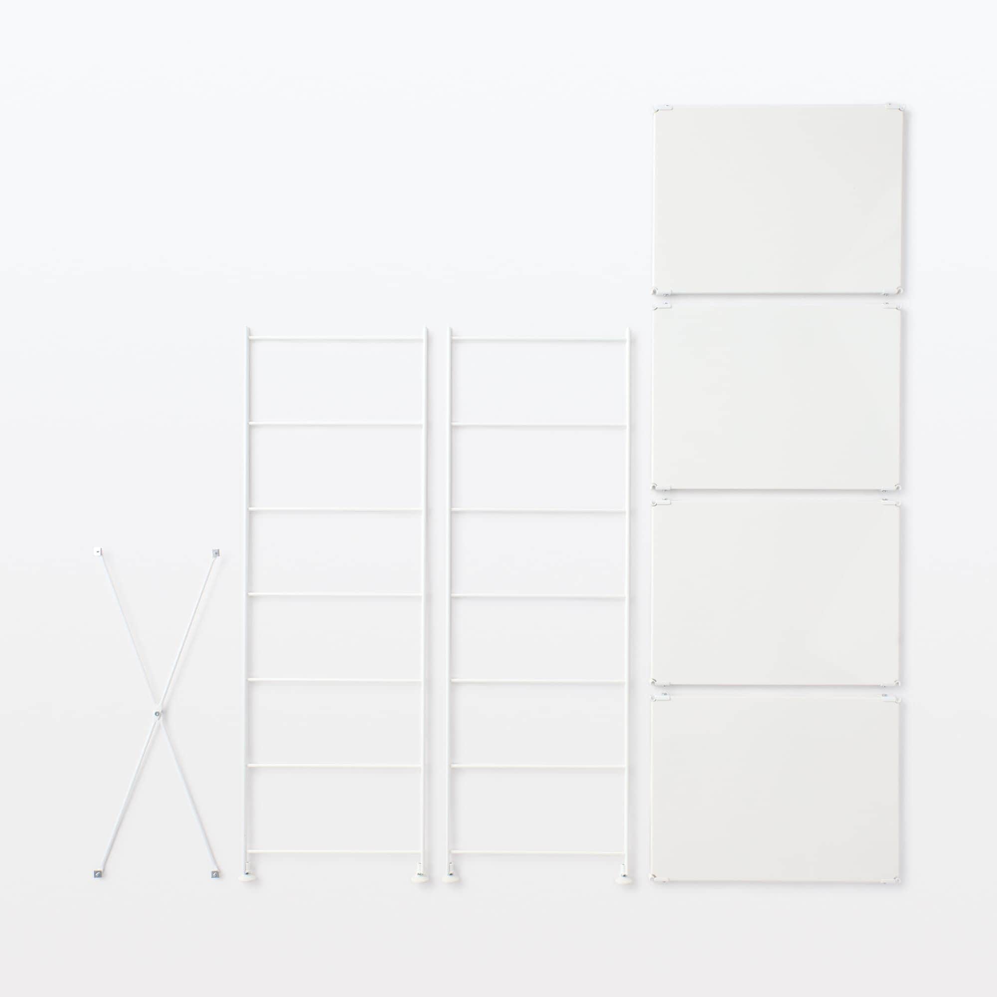 【中古品】スチールユニットシェルフ・スチール棚セット・中・ライトグレー