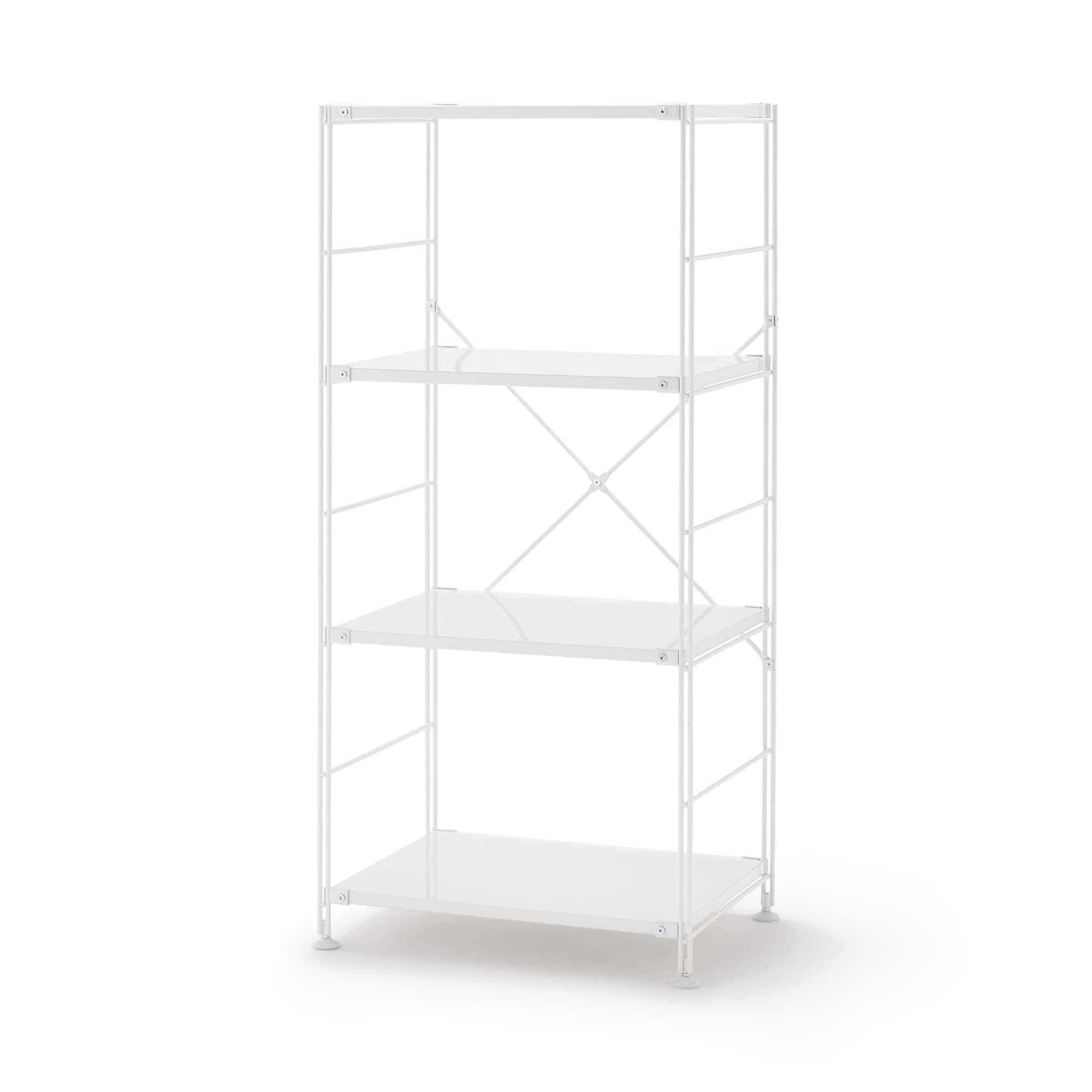 【中古品】スチールユニットシェルフ・スチール棚セット・中・ライトグレー