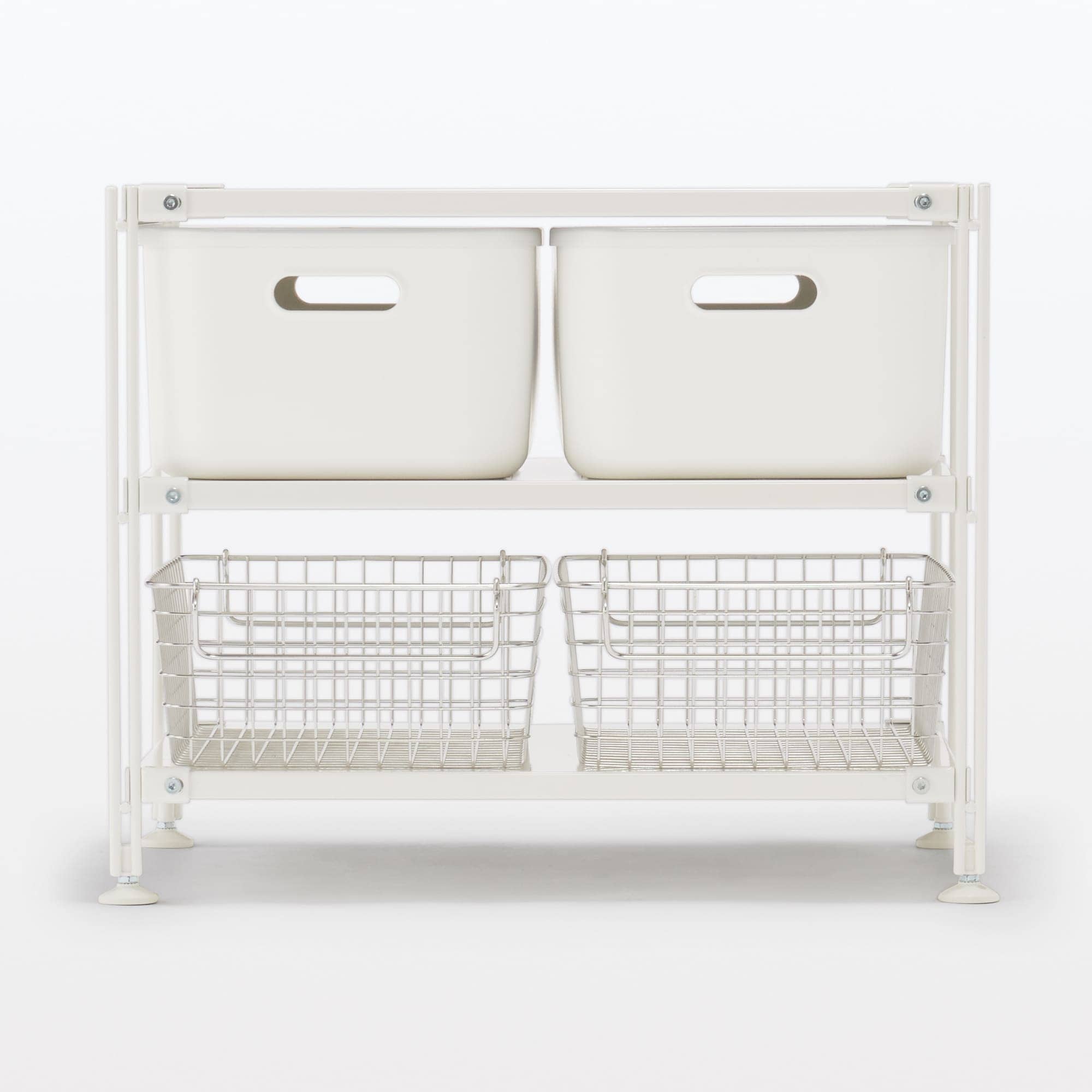 【中古品】スチールユニットシェルフ・スチール棚セット・ミニ・ライトグレー