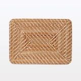 重なるラタン長方形バスケット用フタ