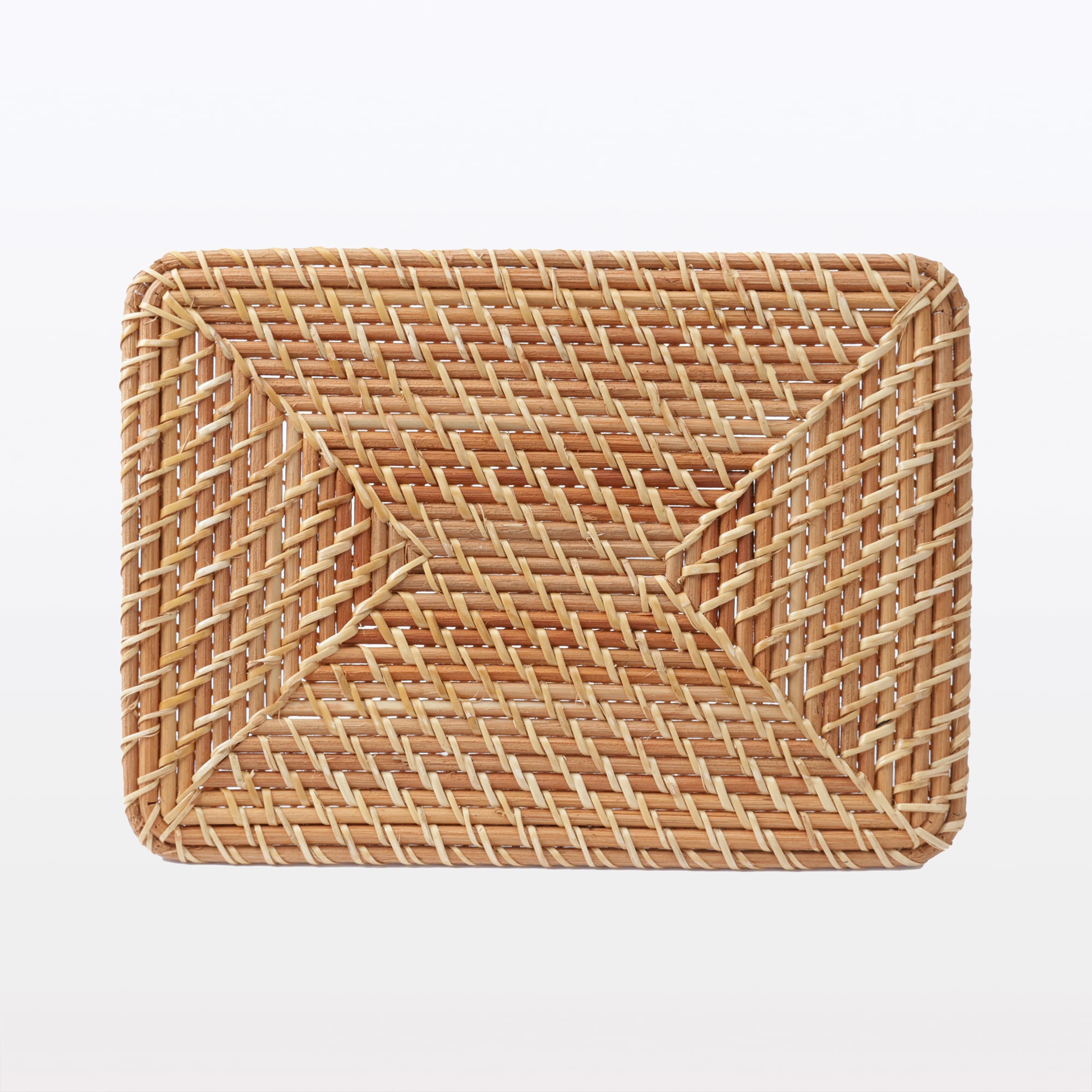 重なるラタン長方形バスケット用フタ