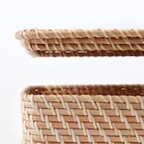 重なるラタン長方形バスケット用フタ