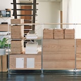 重なるラタン長方形バスケット用フタ