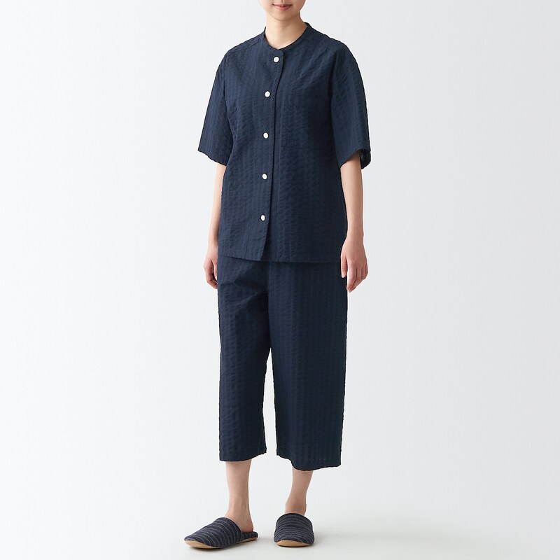 脇に縫い目のない サッカー織り半袖パジャマ | 無印良品