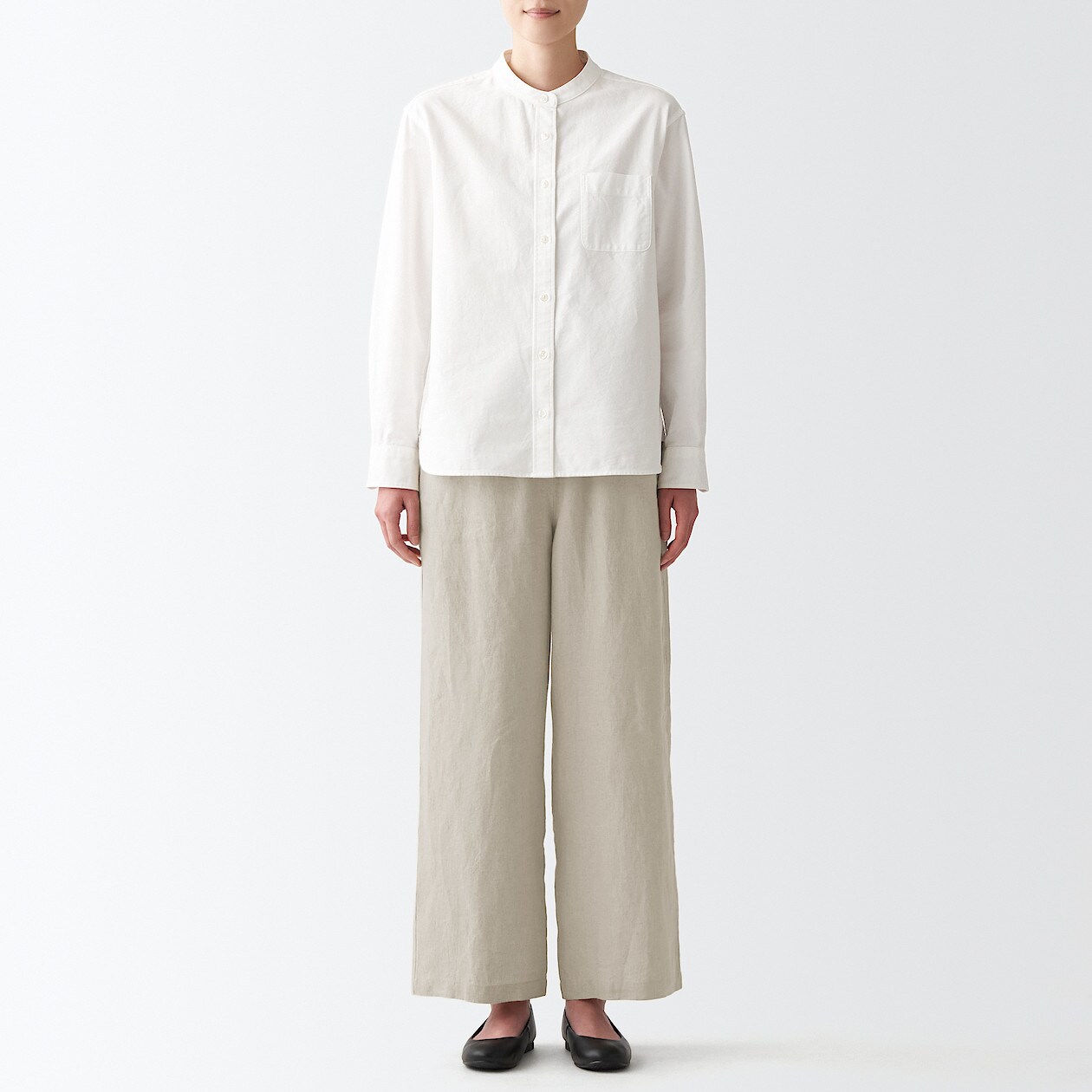 無印良品 フレンチリネンストレートパンツ アンクル丈