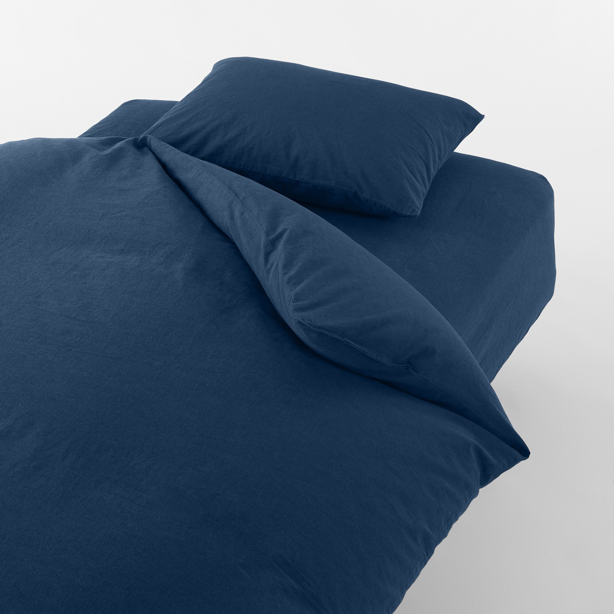 洗いざらしボックスシーツ・Ｓ・ダークネイビー